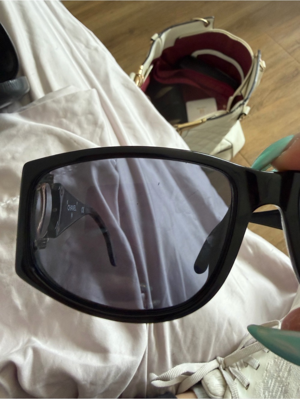CHANEL Black Rectangular Sunglasses with Dark Lenses - Picture 5 of 5